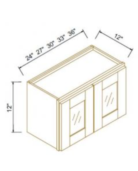 12" HIGH GLASS DOOR WALL CABINETS - Shaker Black