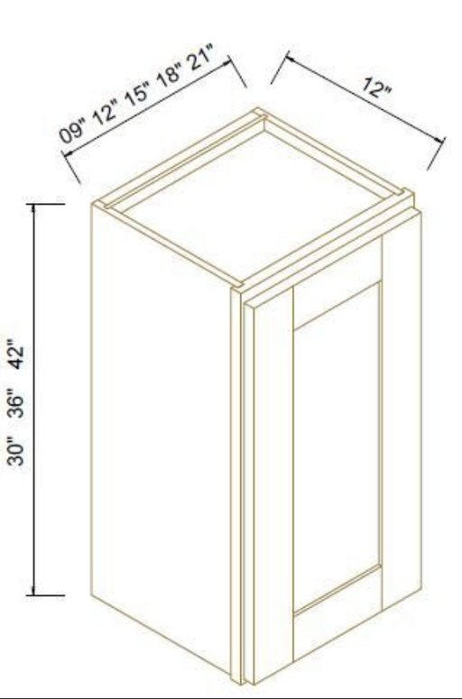 42" HIGH WALL CABINETS- Shaker Black