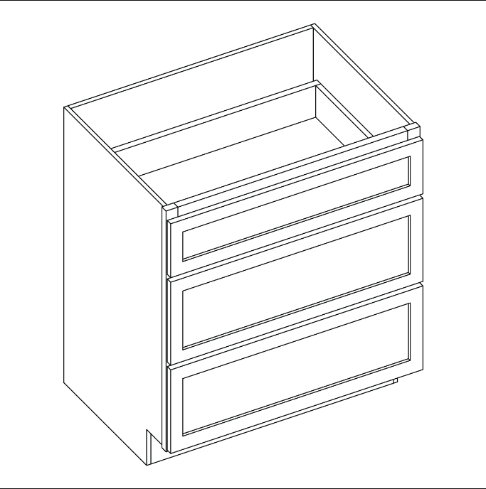 3 DRAWER BASE CABINETS- Shaker Espresso