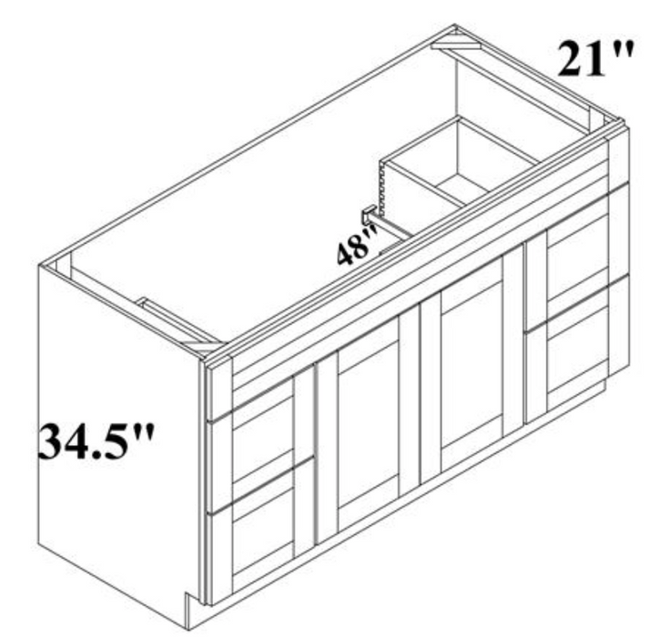 VANITY SINK & DOUBLE DRAWER BASE COMBO - Shaker White