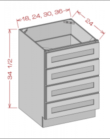 DRAWER BASE CABINETS - 4 DRAWERS