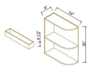 9" BASE END OPEN SHELF - Shaker Black