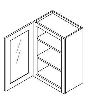 30" HIGH WALL GLASS DOOR CABINETS - Shaker White