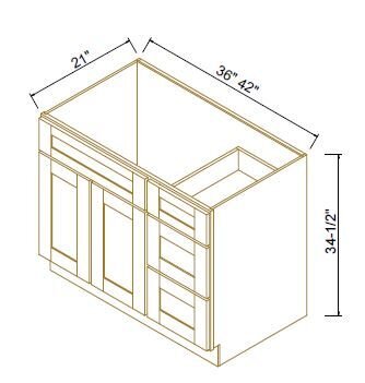 VANITY SINK COMBO - 3 DRAWERS RIGHT Shaker Black