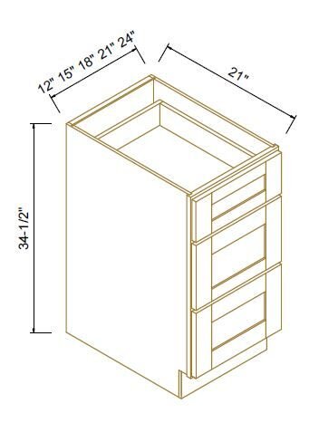 3 DRAWER VANITY CABINETS - Shaker Sage