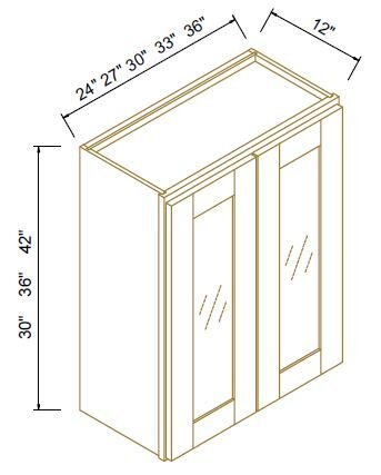 30" GLASS DOOR WALL CABINETS Shaker Black