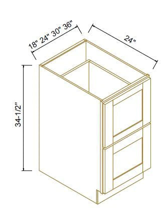 DRAWER BASE CABINETS - 2 DRAWERS -Shaker Black