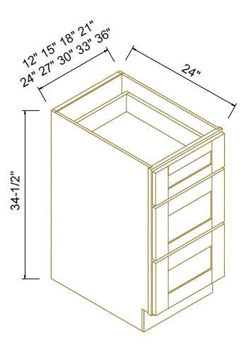 3-DRAWER CABINETS- Shaker Sage