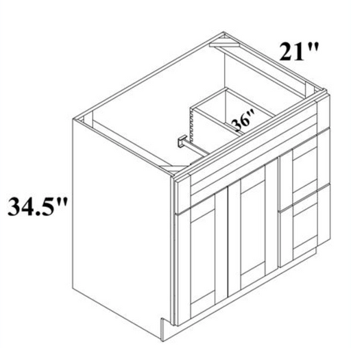VANITY SINK COMBO -DRAWERS RIGHT - Shaker White