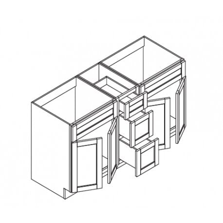 VANITY SINK & DRAWER BASE COMBO Double Sinks - Shaker White